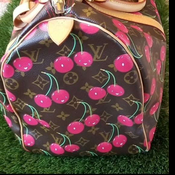 Auth LOUIS VUITTON Speedy 45 Carry On Travel LV Cherries Cerises Duffle Hand Bag - Picture 6 of 16